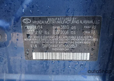 2015 Hyundai Elantra Se из США, поврежденный, VIN 5NPDH4AEXFH560857